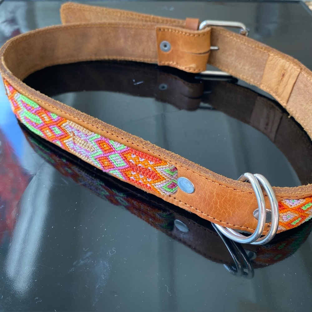 Stunning XL Leather & Macrame Dog Collar